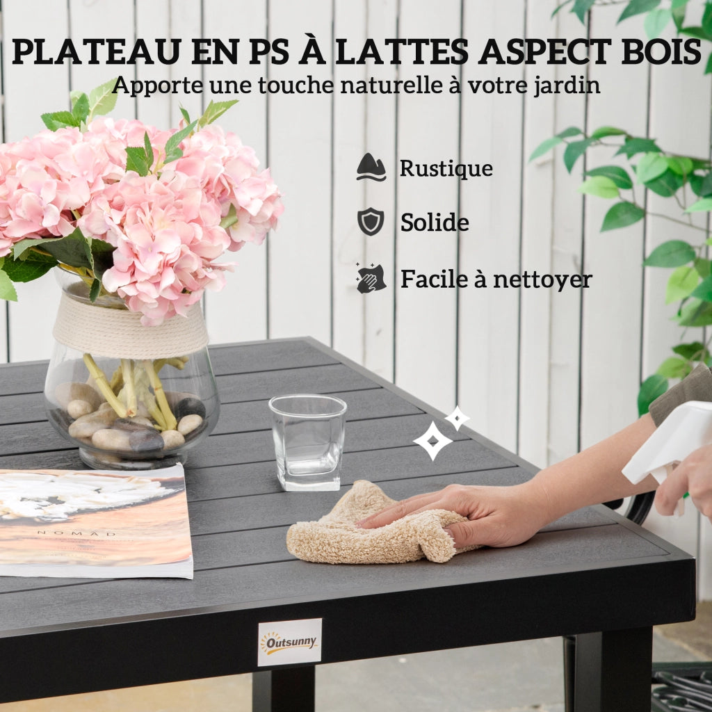 Tavolo da pranzo per giardino 4 persone ¨C zephmum ¨C alluminio nero 78x78x74