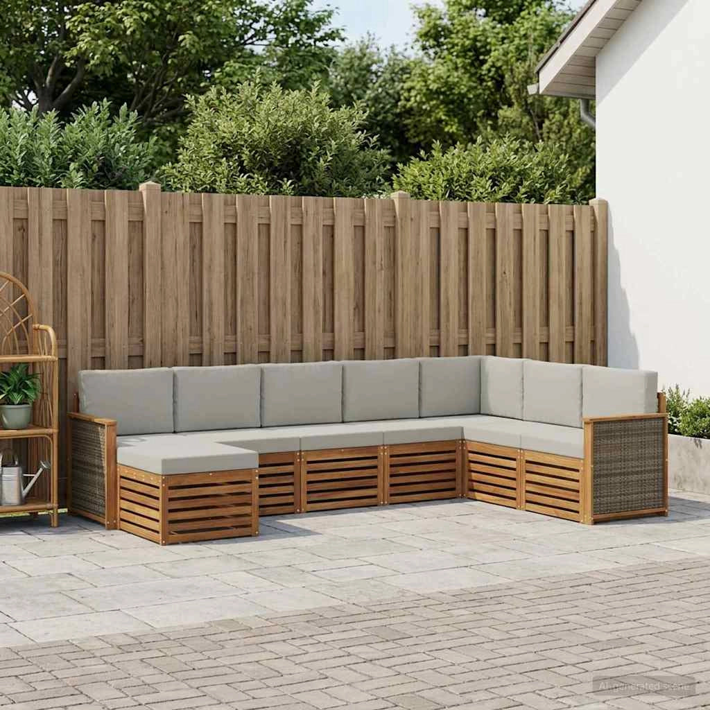 Set di divani da esterno 6 pz Naturale e Grigio Chiaro 3384707