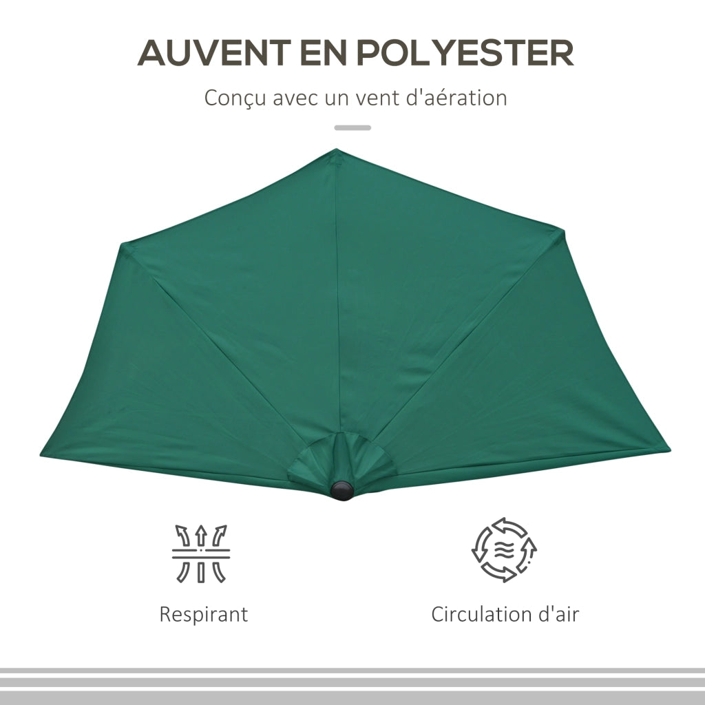 Ombrellone da Balcone ? 2,7 m ¨C zephmum ¨C Verde Poliestere Metallo 5 Traverse