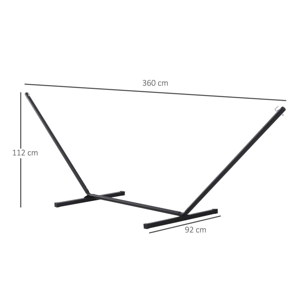 Supporto per Amaca 330-360 cm in Metallo con Bordi in Gomma, 360x92x112 cm, Nero