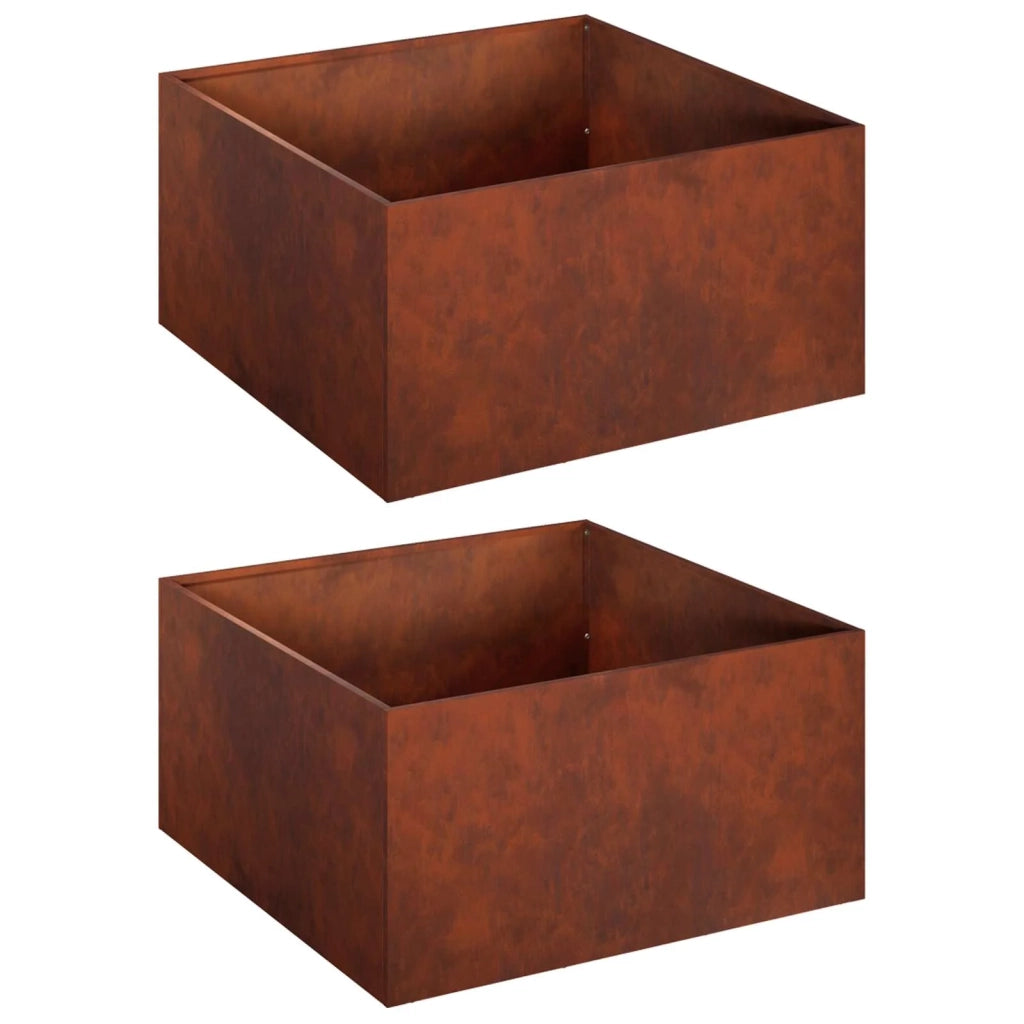 Vaso da giardino 2 pz Ruggine 60 x 60 x 30 cm Acciaio Corten 8005063