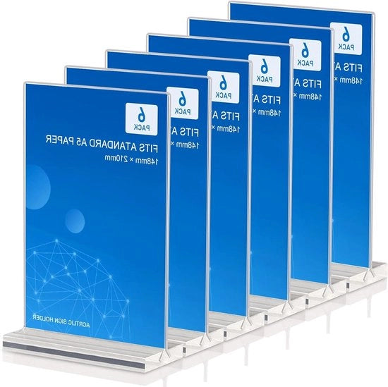 6 tabelle di supporto in acrilico trasparente A5 - display per standaarde di reclame, poster, menu e biglietti prezzi - adatto per ristoranti e uffici