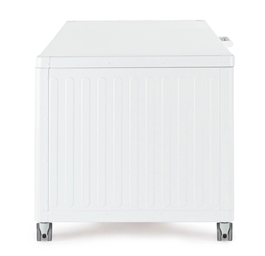 Baule Contenitore da Esterno 182x89,4x70h cm Apertura Facile e Ruote in Alluminio Ocean L Bianco