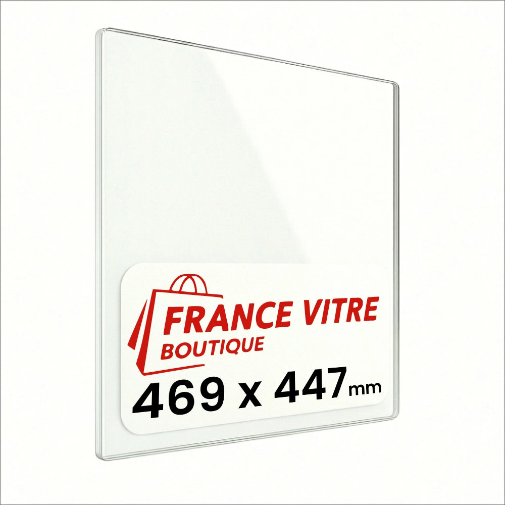 469 x 447 x 4 mm - Vetro per stufa a legna - vetro camino di ricambio - vetro per caminetto resistente al fuoco - France Vitre