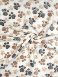 AIO FACTORY Coperta in pile 100x70 cm Coperta per cani con zampe marrone-grigio bianca