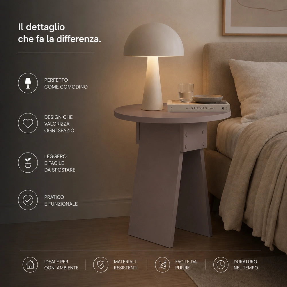 Tavolino Rotondo da Soggiorno 42x23,5x50 cm Tavolo Design Minimal Moka
