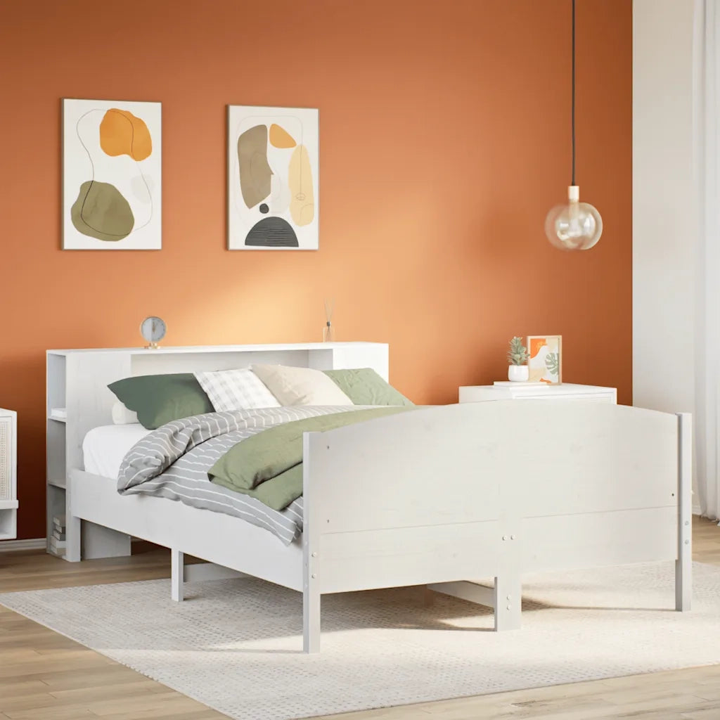 vidaXL Letto Libreria senza Materasso Bianco 140x200 cm Legno di Pino
