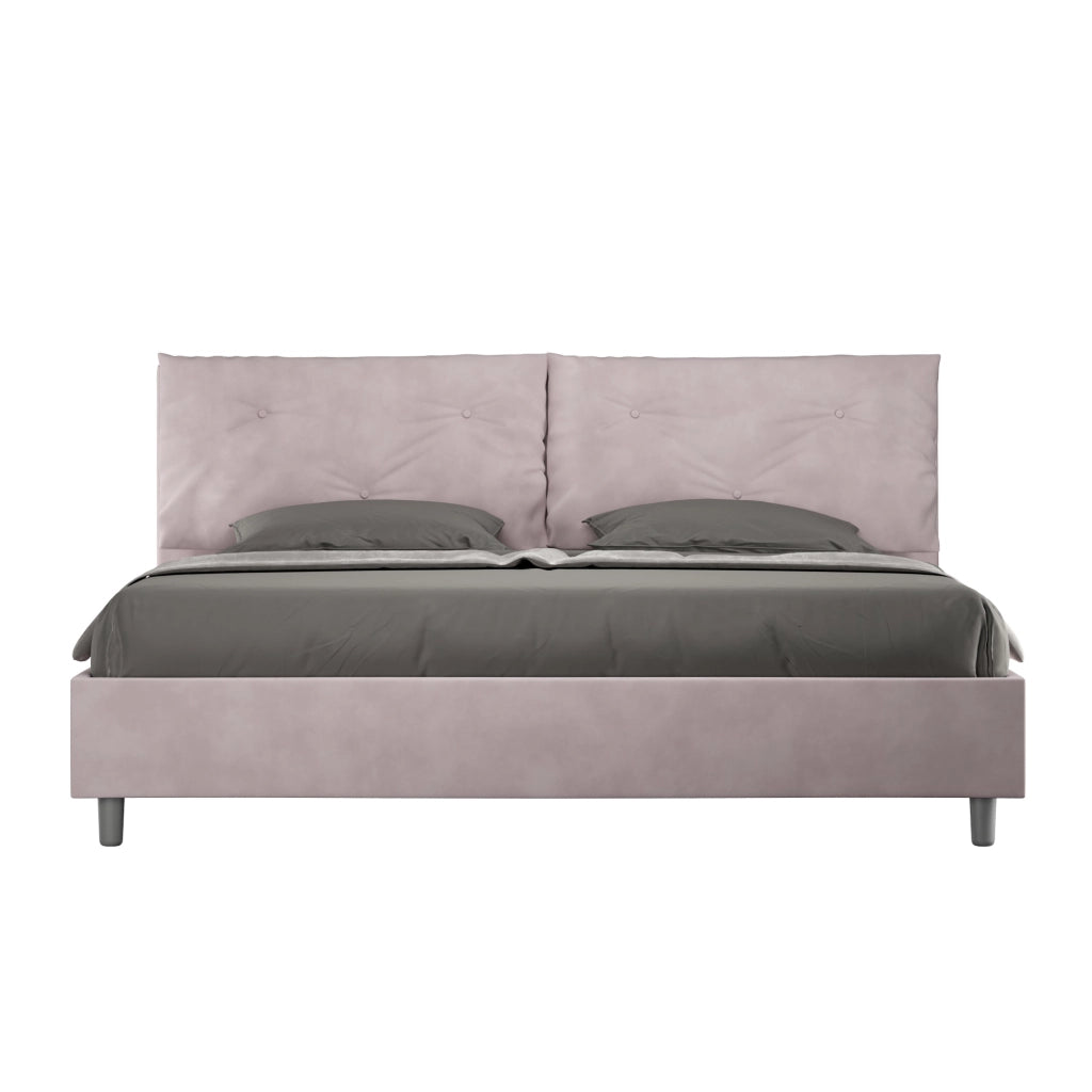 BS COM Letto matrimoniale king size contenitore imbottito 190x200 microfibra glicine Large