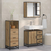 vidaXL Set di mobili per il bagno con porta 3 pcs rovere artigianale