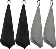 Set di 4 asciugamani per golf 30 x 30 cm - Microfibra - Fitness & Outdoor - Nero Grigio