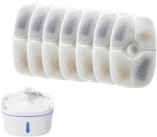 7 dispenser per animali con filtro ovale per gatti e cani con filtro per cocco e attivato carbonio con cotone