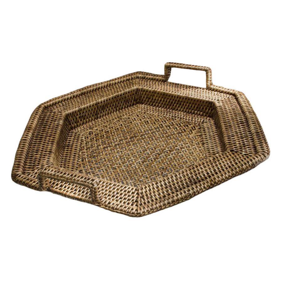 Vassoio Rettangolare 44x50xh7/10 cm con 2 Manici in Rattan Birman