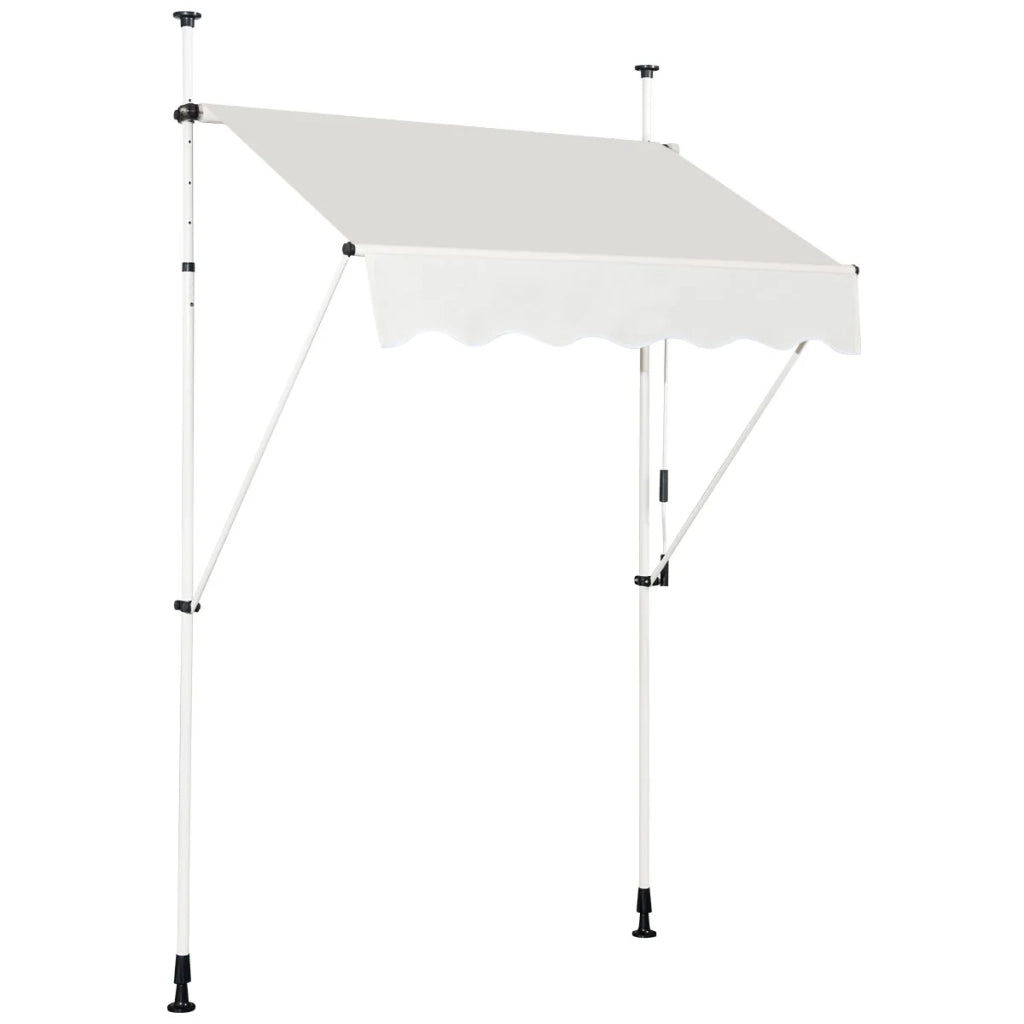 Tenda da sole retrattile manuale regolabile 150 x 125 cm protezione solare atmosfera accogliente alluminio beige 20_0020552