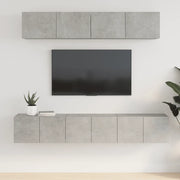 Set di Mobili Porta TV 5 pz-Set di 5 Credenza per TV Grigio Cemento in Legno Multistrato 285877