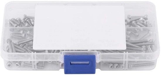 Assortimento di viti cilindriche 210 pezzi - M2,5 x 6/8/12/16/20 mm - Viti a ingranaggio - Acciaio inox 304 - Resistente alla corrosione - Per utilizzi industriali/edili