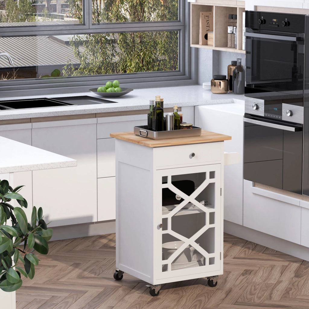 Carrello da cucina con cassetto e ripiano ¨C zephmum ¨C bianco