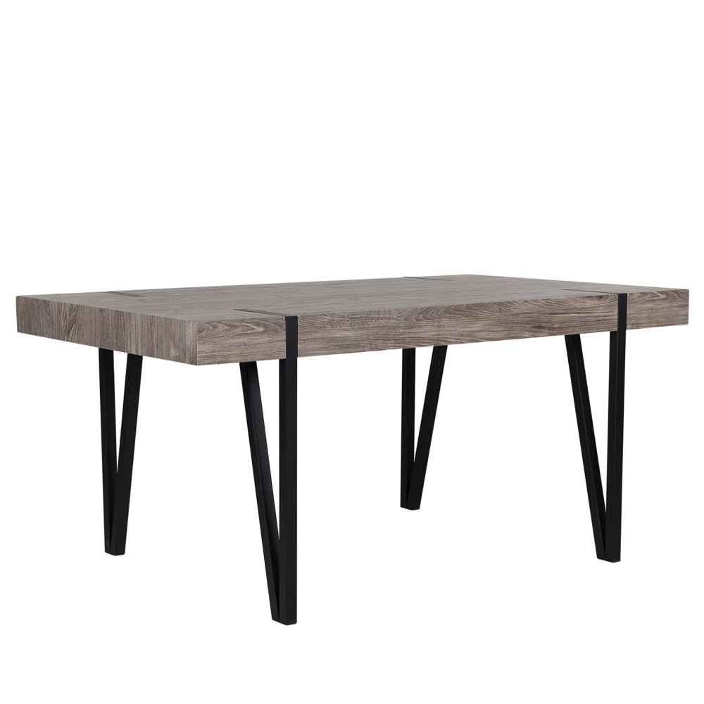 Tavolo da pranzo Piano in legno scuro Gambe a forcina in metallo Nero 180 x 90 cm Stile industriale rettangolare