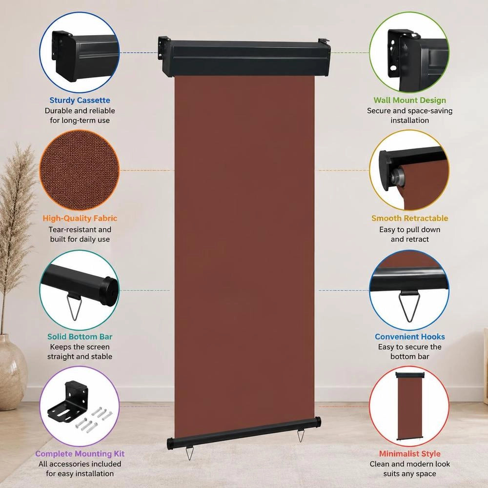 Balcony Side Awning 85x250 Cm Brown