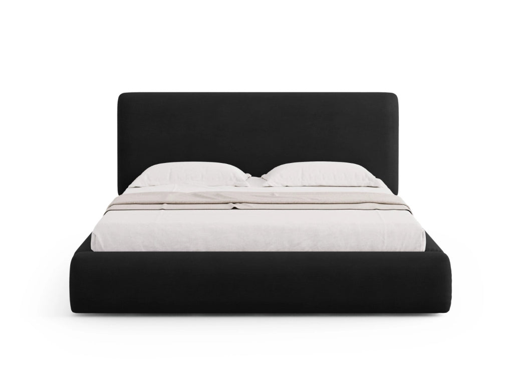 Cosmopolitan Design - Letto a cassettone con testiera "Colonel" 140x200cm in ciniglia nero 
