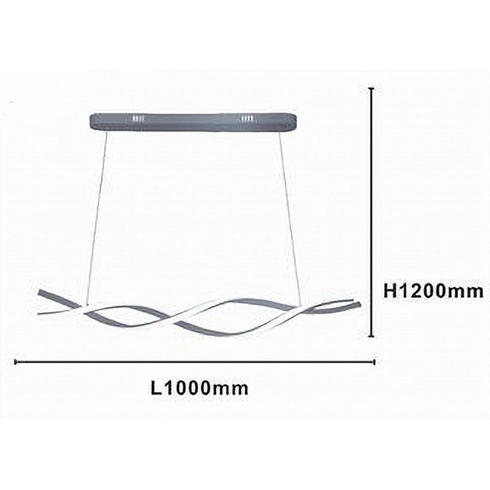 Trade Shop - Lampadario Led Sospensione 48w Argento Spirale Ondulato Vortice Intrecciato Luce 4000k 32521 -