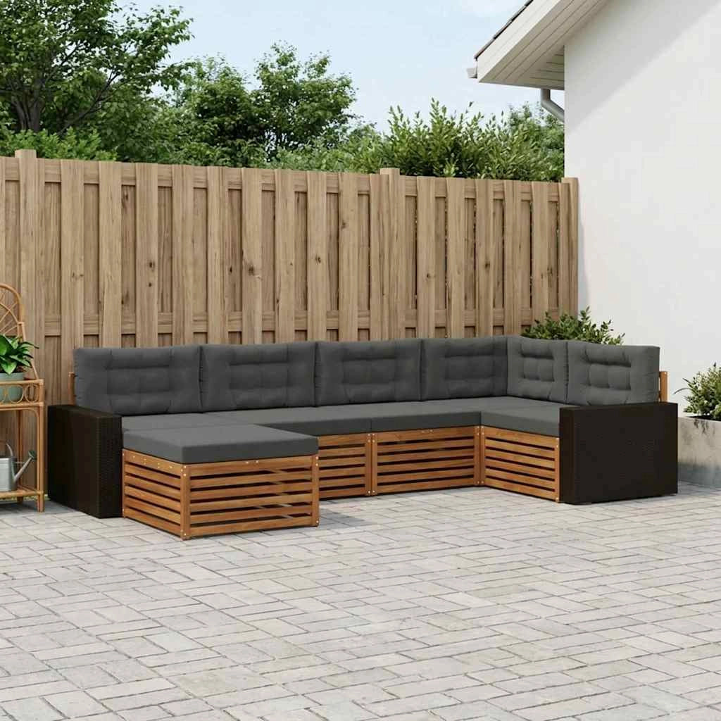 Set di divani da esterno 6 pz Naturale e Antracite 3383575