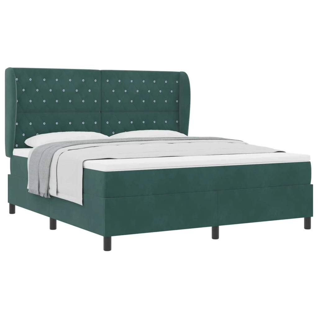 Letto a molle con materasso Verde Scuro 200 x 180 cm Velluto 3340889