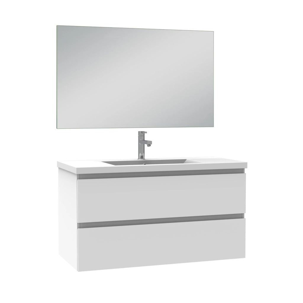 Mobile per bagno sospeso con lavabo da incasso 99 cm bianco