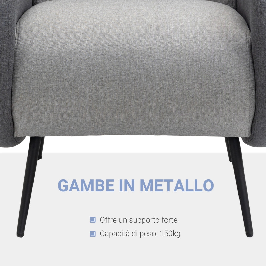 EASYCOMFORT  Poltrona Imbottita in Tessuto - Grigio Chiaro