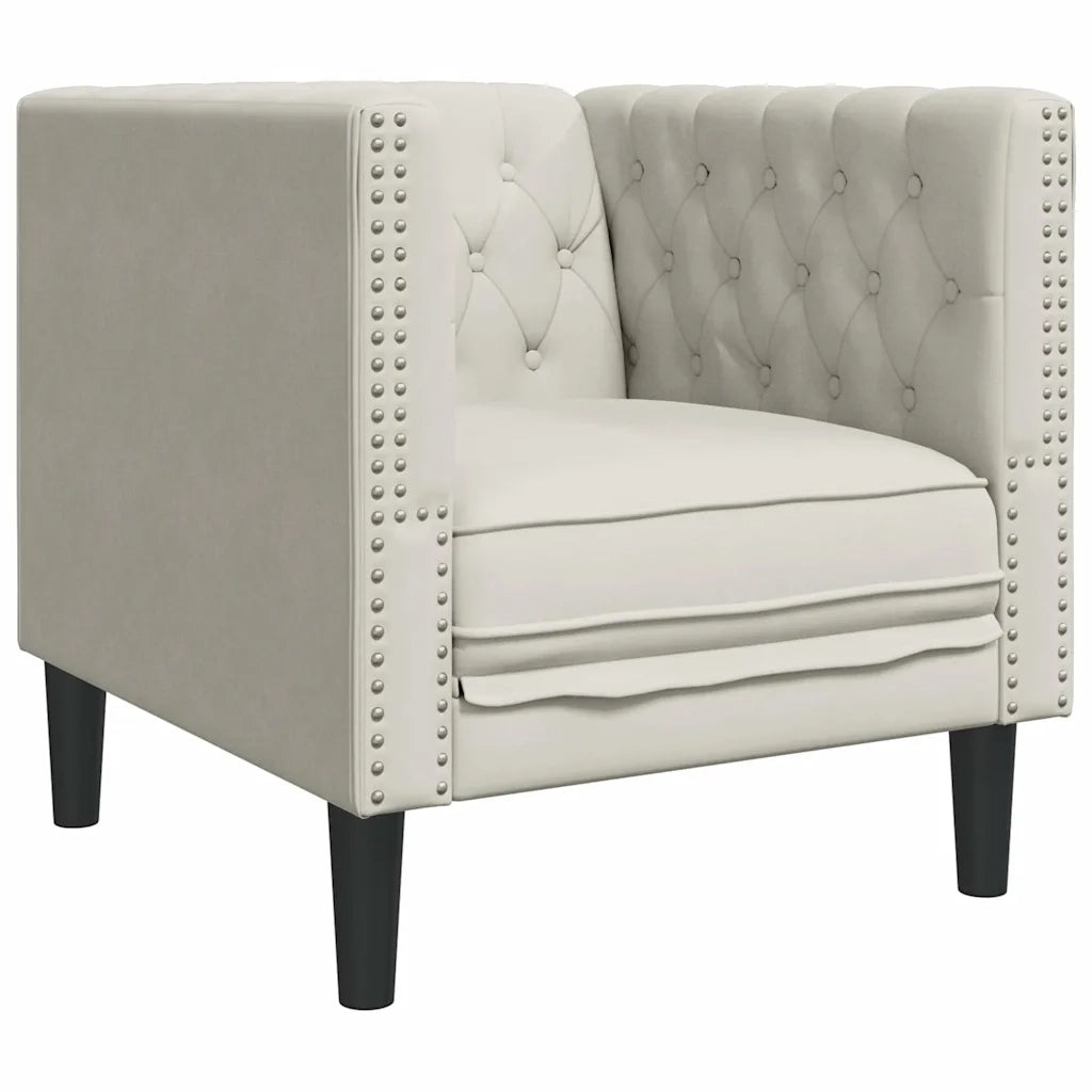 Divano Sedia-Poltrona Chesterfield Crema in Velluto