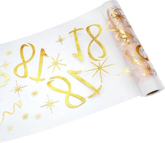 Decorazione per Tavolo di Compleanno - Decorazione in Oro Luccicante - 18° Compleanno Ragazza/Ragazzo - 5 m x 28 cm decorazione per tavolo di compleanno