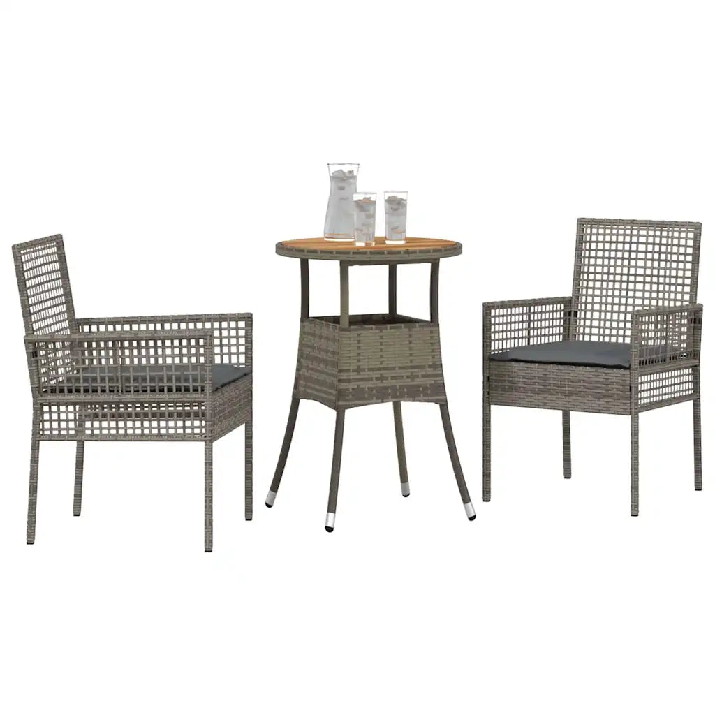 Set da Pranzo per Giardino 3 pz | Set Salotto da Giardino Grigio polyrattan