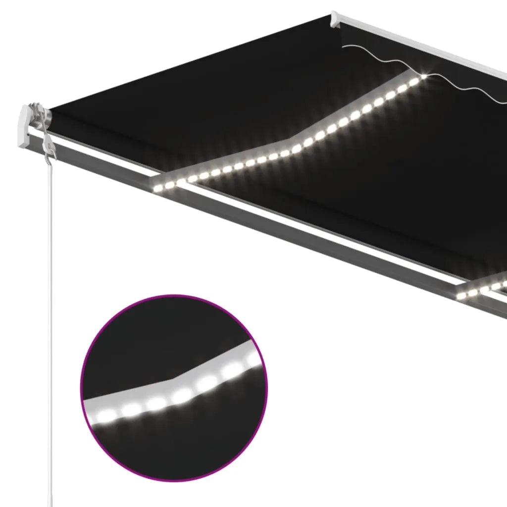 Tenda da Sole Retrattile Manuale LED 450x350 cm Antracite 3069004