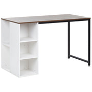 Scrivania da casa Piano in legno scuro Gamba in acciaio in metallo Nero Ripiani bianchi Contenitori 120 x 60 cm