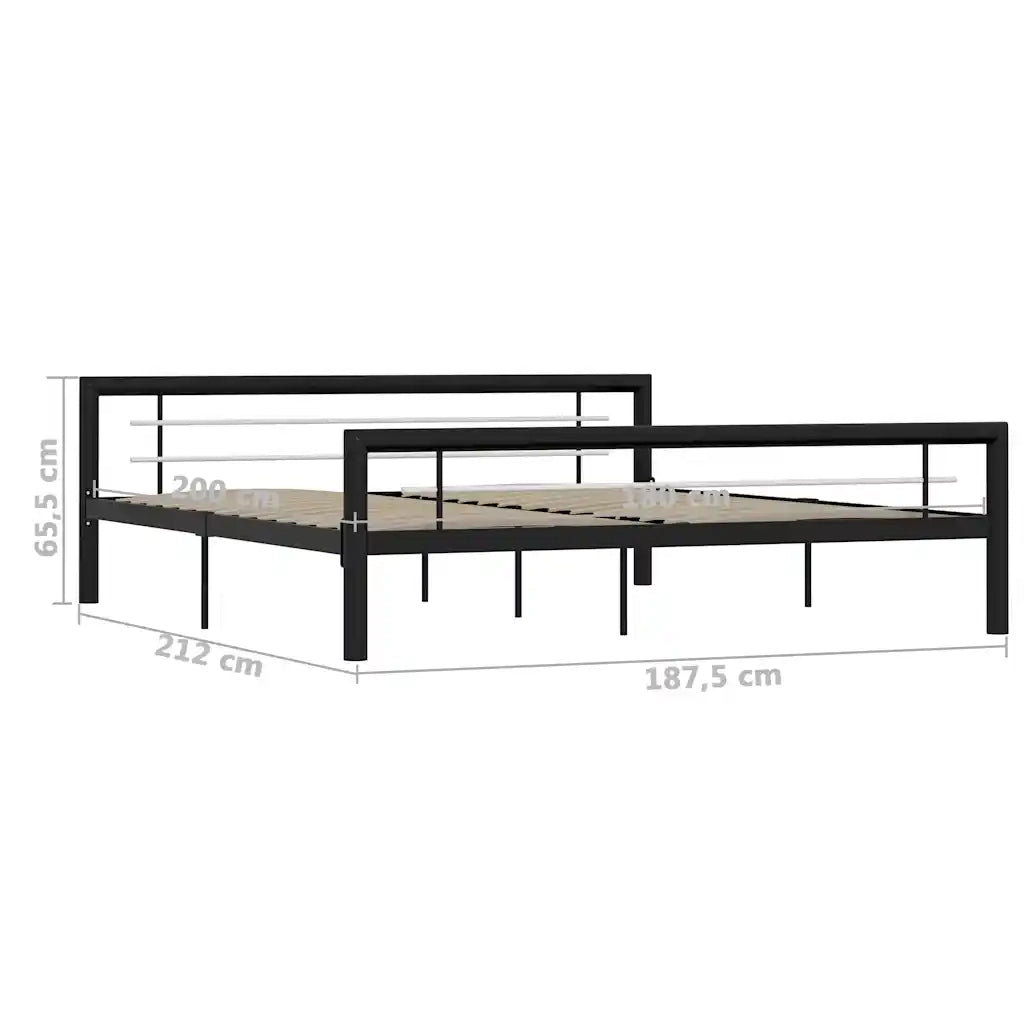 Giroletto-Struttura Letto Nero e Bianco in Metallo 180x200 cm