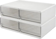 Organizzatore trasparente di trucchi - Set di 2 contenitori di conservazione per cosmetici - Contenitore per l'organizzazione della scrivania da trucco.