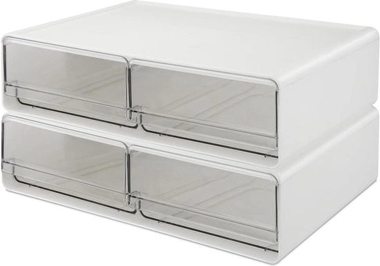 Organizzatore trasparente di trucchi - Set di 2 contenitori di conservazione per cosmetici - Contenitore per l'organizzazione della scrivania da trucco.