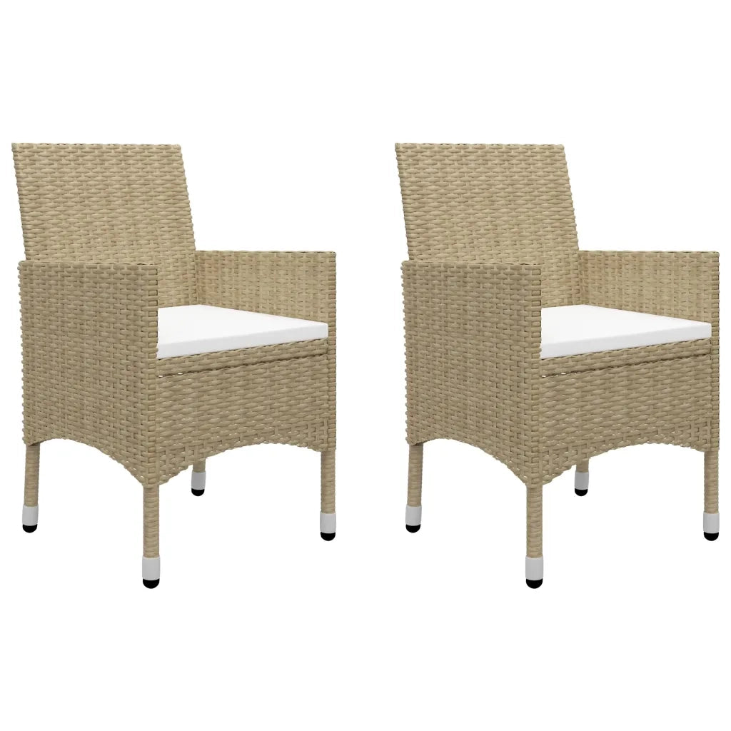 Set Bistrot da Giardino 3 pz Polyrattan e Vetro Temperato Beige 3058360