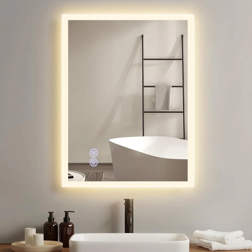 ZMH Specchio con luce 50x70cm Specchio da parete a LED Specchio da bagno in vetro antideflagrante con touch screen