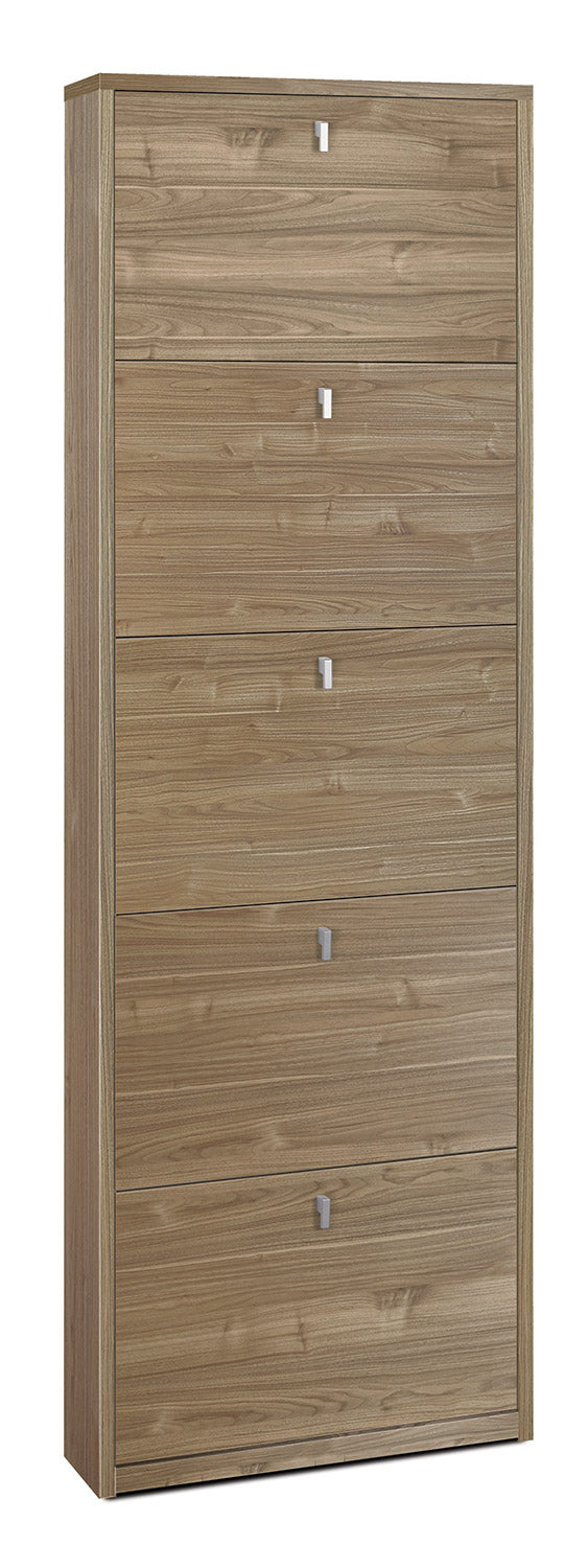 Scarpiera Salvaspazio 5 Ante 12 Paia  63x190x18 cm Noce Stelvio