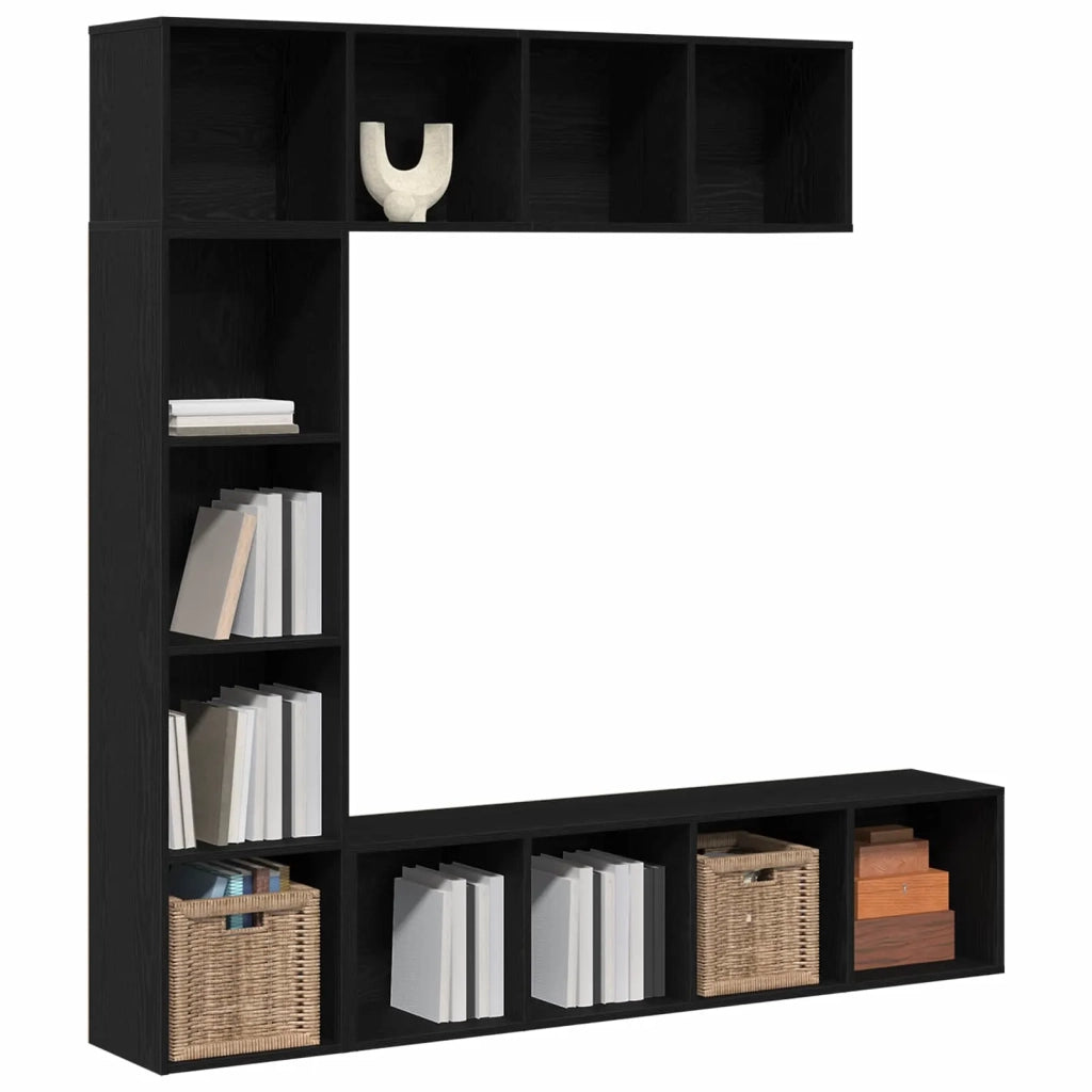 Libreria 3 pcs Rovere Nero 36 x 30 x 143 cm Legno multistrato 3333046