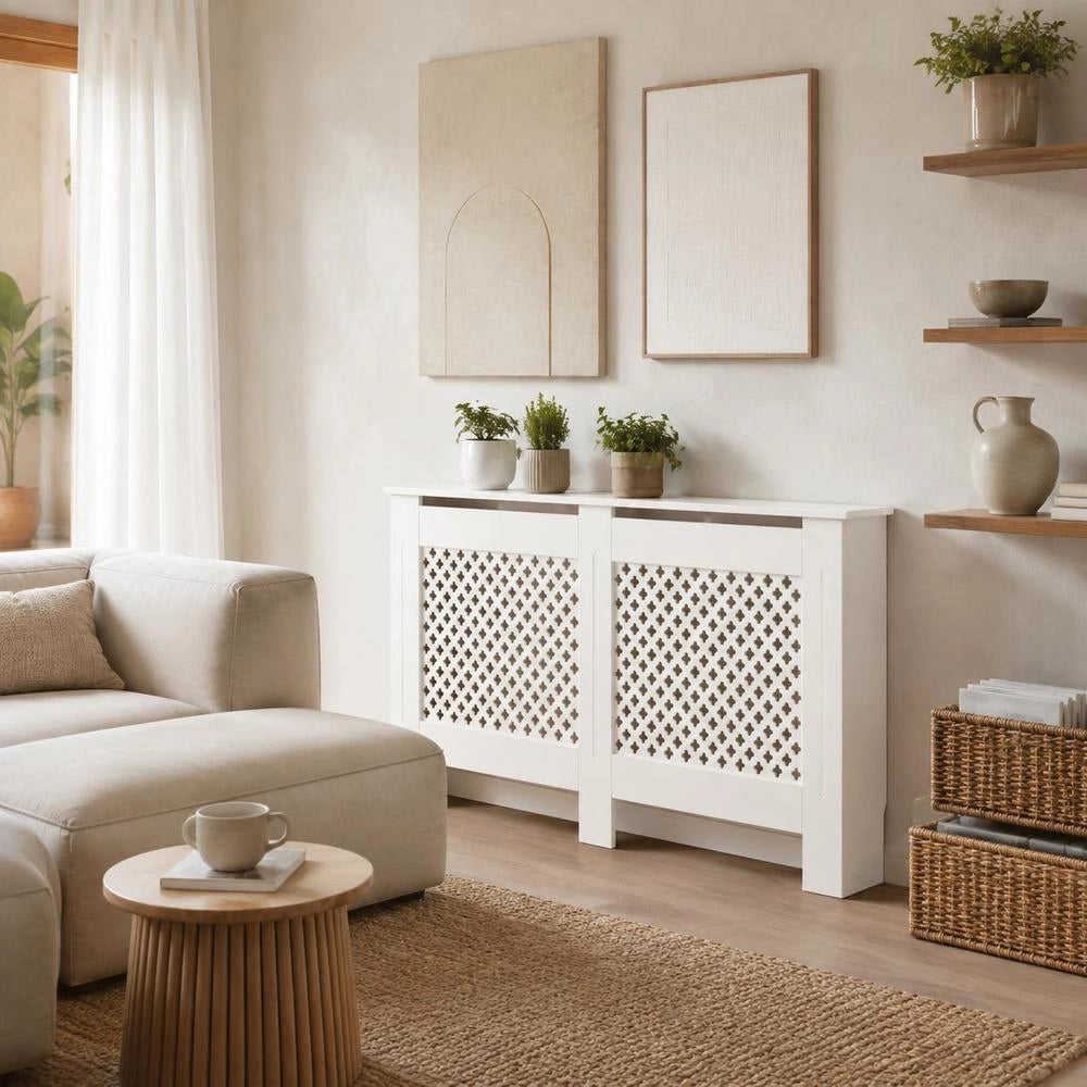 Radiator Cover, White, 152x19x81.5 Cm, MDF