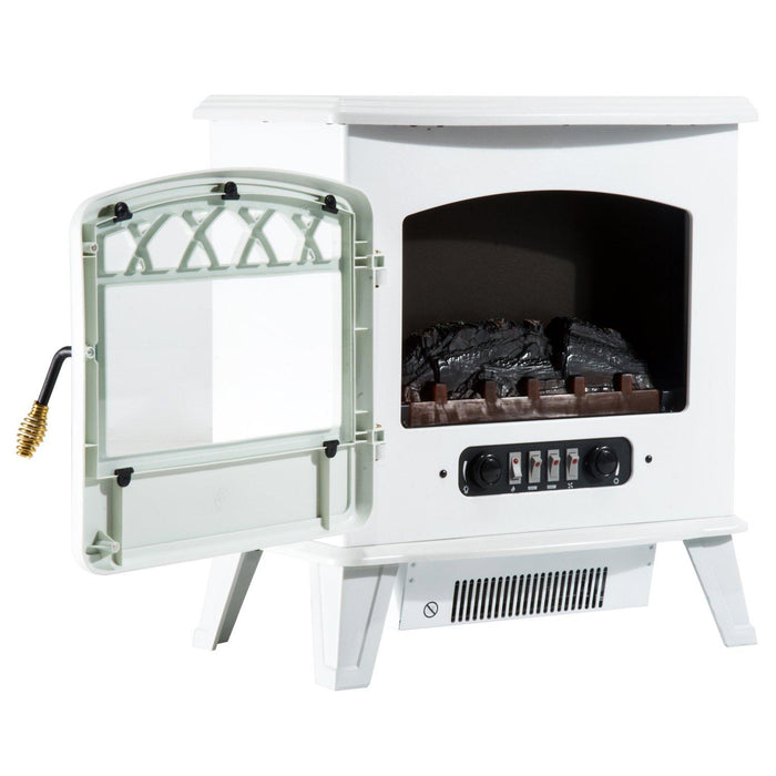 Camino Elettrico da Terra Effetto Fiamma 1800W Bianco