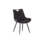 Sedia NINO – Velluto grigio e gambe in metallo nero – H84 × L56 × P62.5 cm