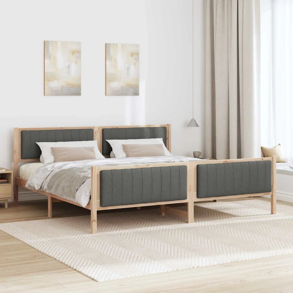 Struttura del Letto marrone e grigio scuro 200 x 200 cm 3394299