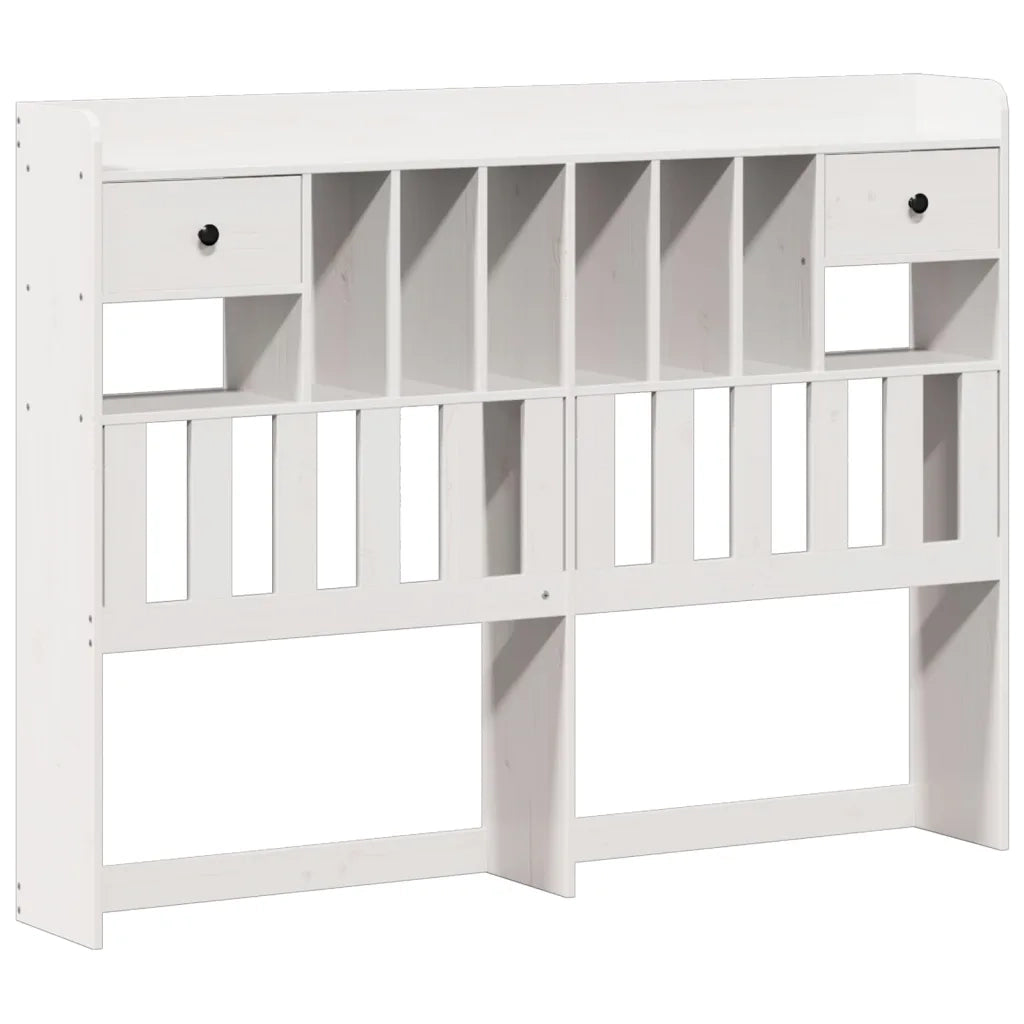 Letto Libreria senza Materasso-Struttura Letto con contenitore Bianco 135x190 cm Legno di Pino 368481