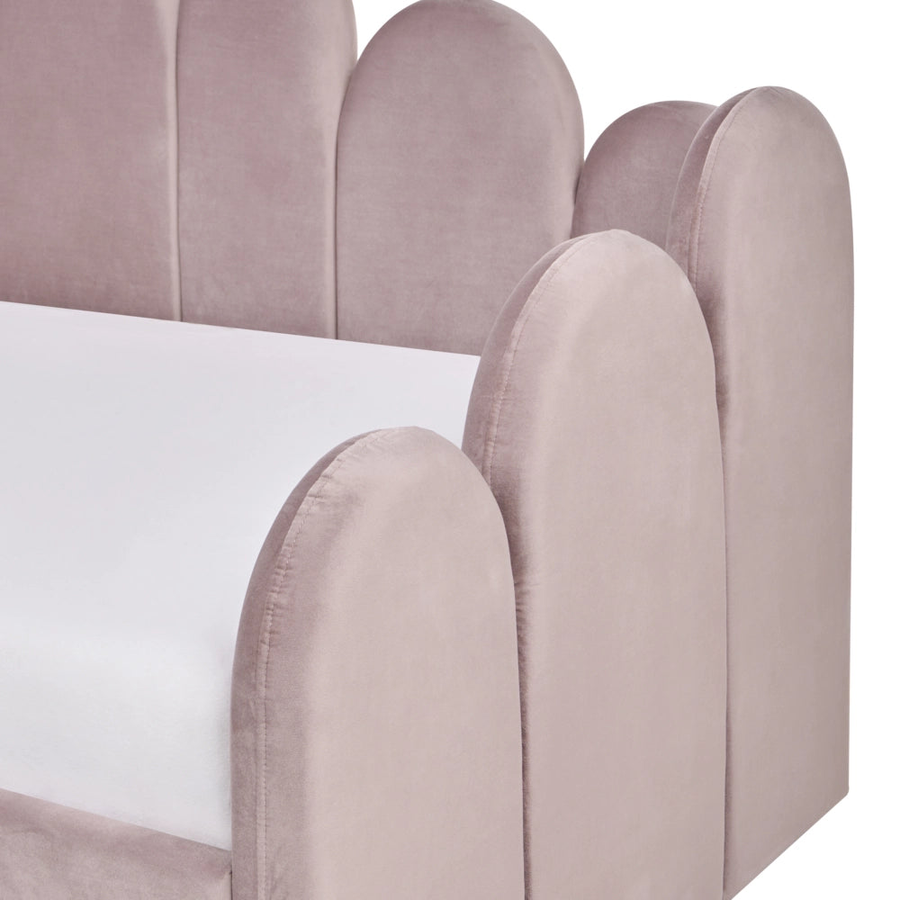 Letto singolo in velluto con contenitore 90 x 200 cm rete a doghe rosa pastello cameretta