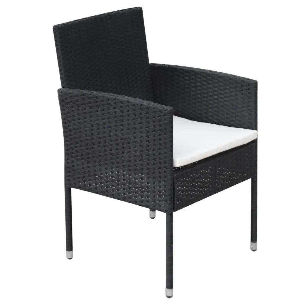 Set da Pranzo da Giardino 9 pz con Cuscini in Polyrattan Nero 42538