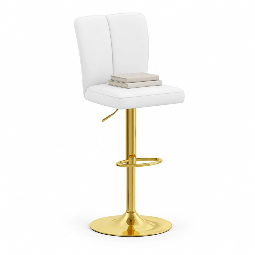 Set di 2 sgabelli da bar regolabili bianco e oro in PU