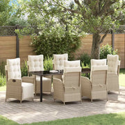 Set da Pranzo per Giardino con cuscino 7 pcs Beige polyrattan 3380559