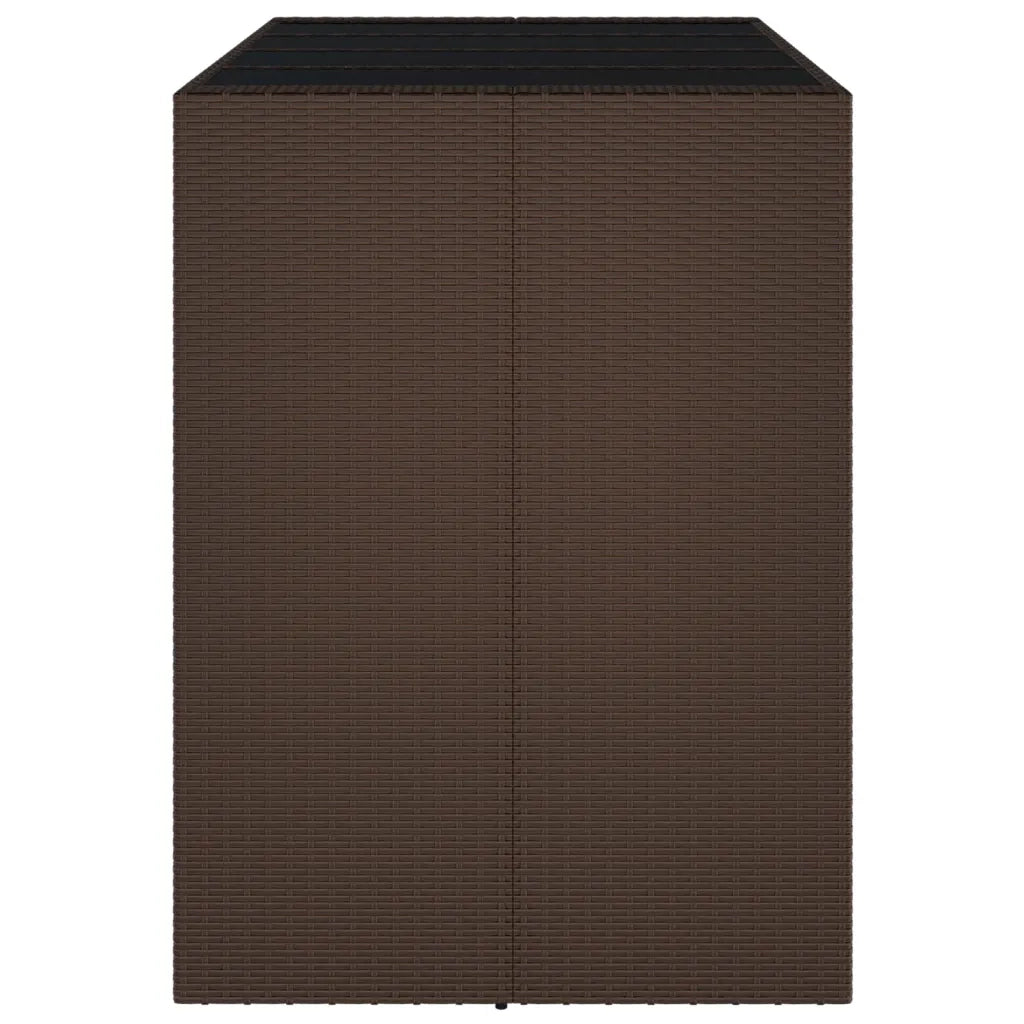 Tavolo Bar con Piano in Vetro Marrone 145x80x110 cm Polyrattan 362596